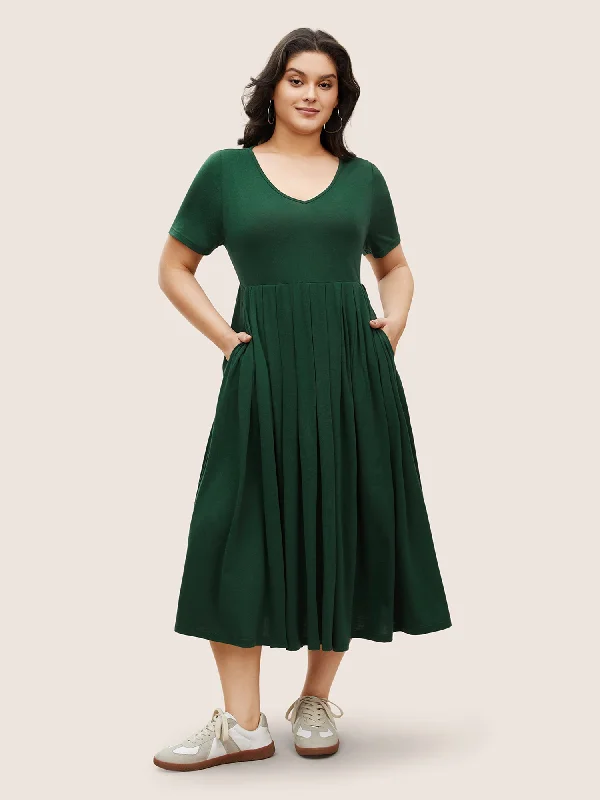 Plus size dresses with simple cuts stay timeless -Supersoft Essentials Plain Pleated Dress