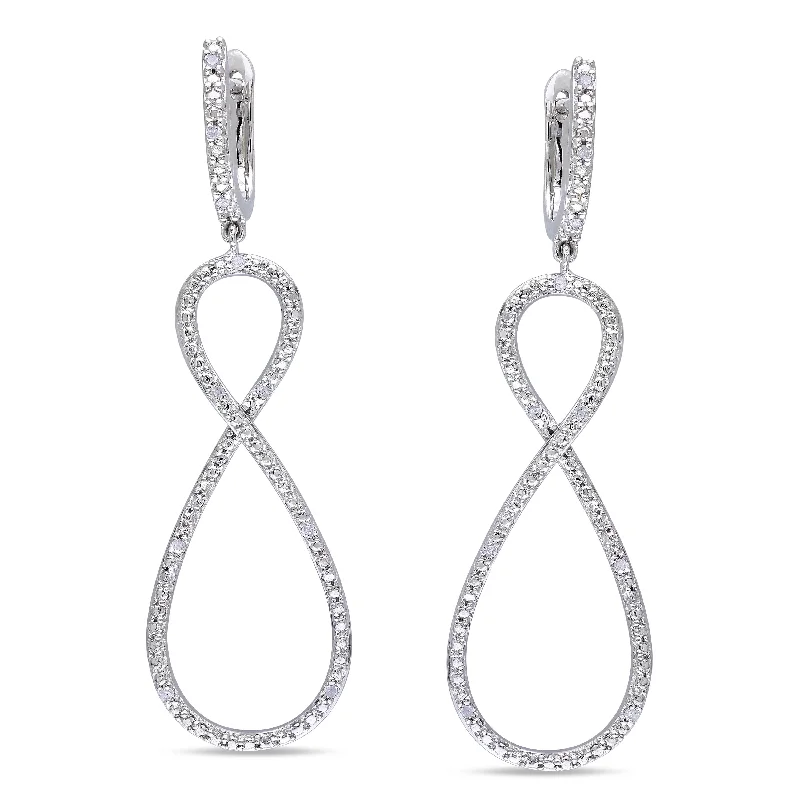 Drop Earrings with Textured Surface -Miadora Sterling Silver 1/10ct TDW Diamond Infinity Dangle Earrings