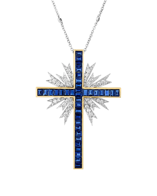 Elegant necklaces and pendants with onyx stones for a sleek, polished look-Oscar Heyman Sapphire Cross Pendant, 12.39 carats