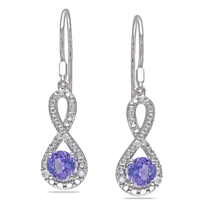 Drop Earrings for Graduation Day -Miadora Sterling Silver Tanzanite 1/10ct TDW Diamond Infinity Earrings