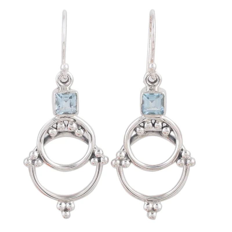 Drop Earrings for Party Look -Novica Handmade Jaipur Magic Blue Topaz Dangle Earrings