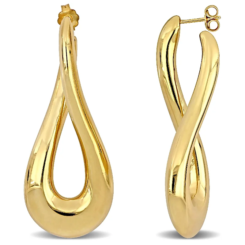 Gemstone and Diamond Drop Earrings for Opulence -Miadora Yellow Plated Sterling Silver Hoop Earrings