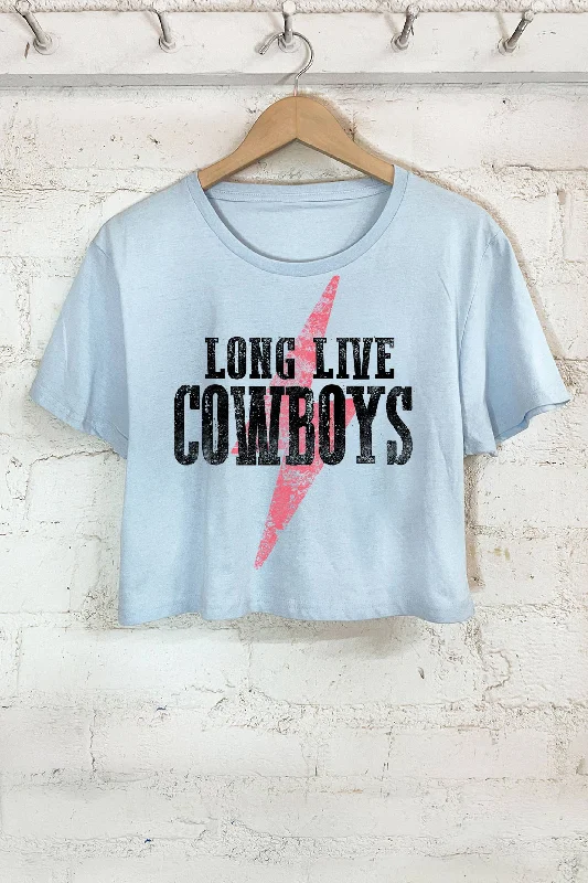 Green T-Shirts for Nature Vibe -Long Live Cowboys Crop Tee