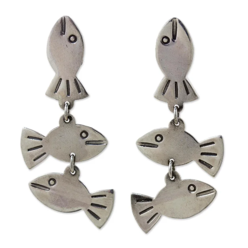 Drop Earrings for Mother's Day -Novica Handmade Silver Fishies Silver Dangle Earrings