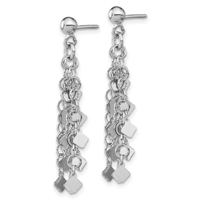 Pearl Drop Earrings for Elegance -Curata 925 Sterling Silver Rhodium Plated Multi-chain Post Dangle Earrings - 40mm long