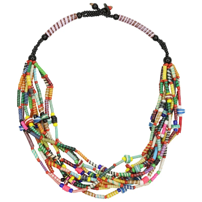 Beautiful necklaces and pendants with natural stones for an earthy, organic vibe-Colors of Mali Recycled Necklace