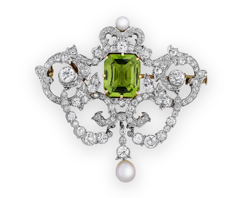 Best necklaces and pendants with silver chains for a sleek, timeless look-Tiffany & Co. Peridot Pendant Brooch