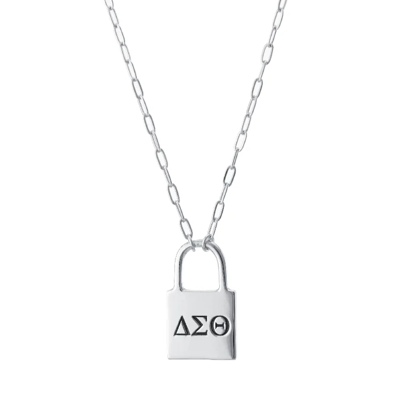 Trendy necklaces and pendants with statement pieces for a bold fashion statement-Sorority Lock Necklace