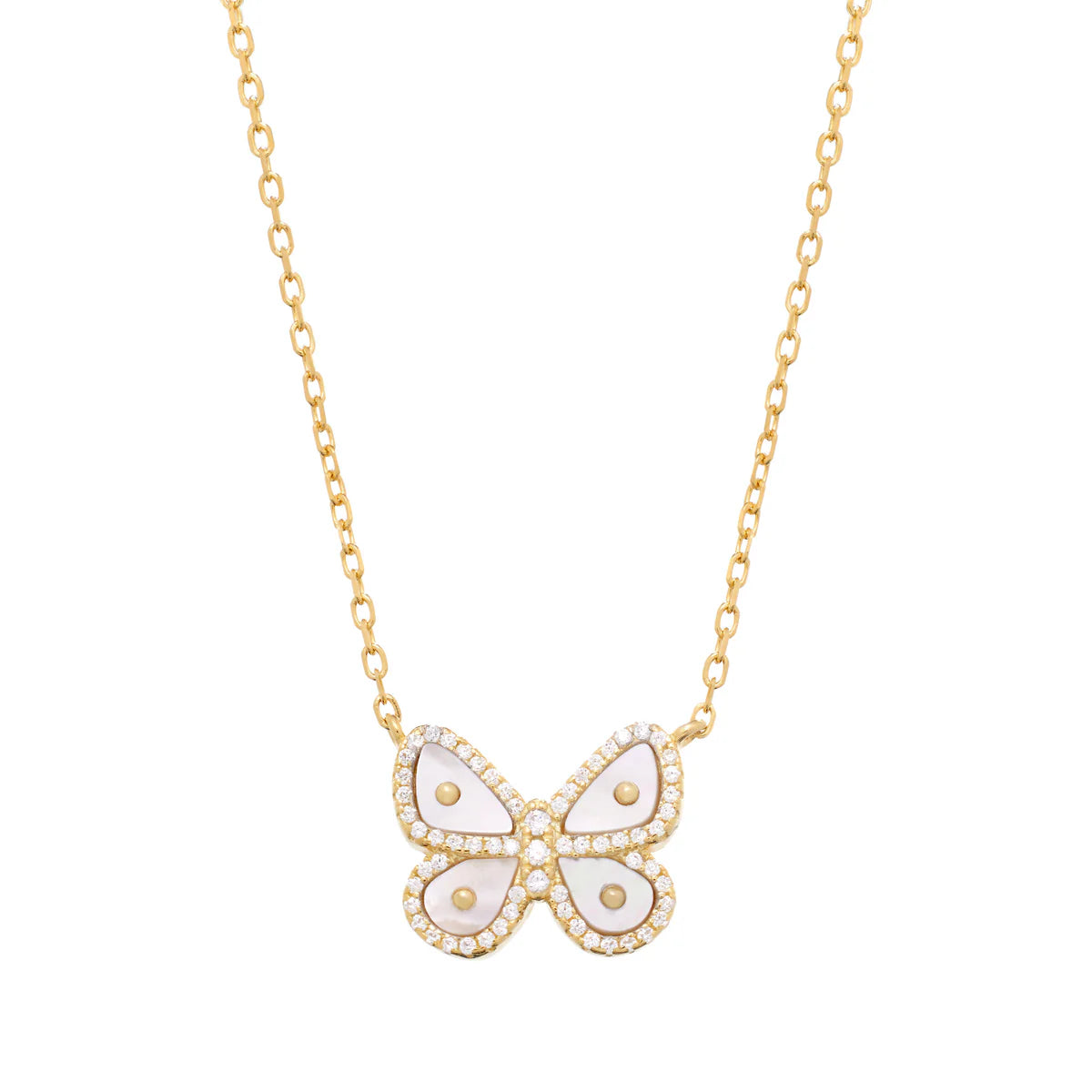 Necklaces and pendants with angel wing motifs for a spiritual, meaningful design-Pavé Pearl Butterfly Necklace