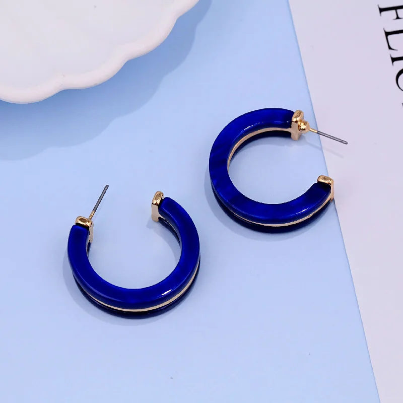 Gemstone Drop Earrings for Color -Wholesale Pair of Women Fashion Hoop Earrings Vintage Bohemian C- shaped Earrings for Party Vacation Valentine's Day