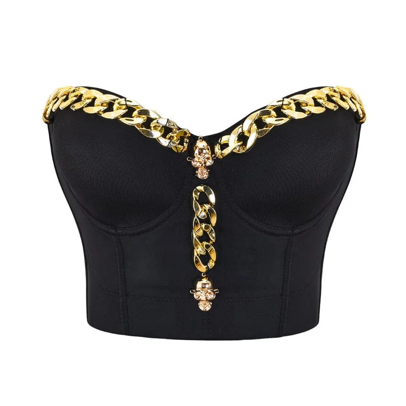 Movie T-Shirts for Film Fans -Women's Gothic Skull Chain Bustier