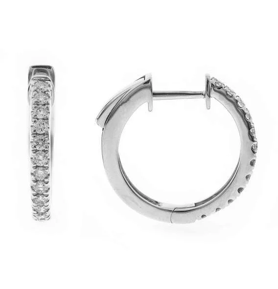 Drop Earrings with Crown Designs -14K DIAMOND HOOP EARRINGS