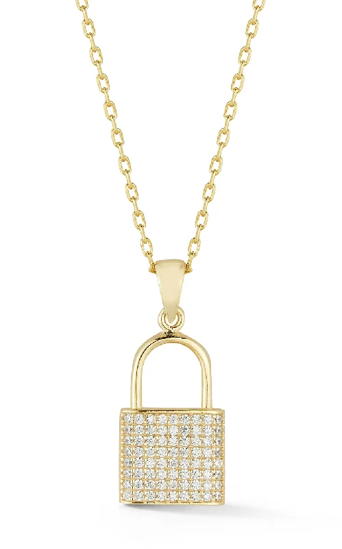 Unique necklaces and pendants with engraved messages for a sentimental gift-Pavé Padlock Necklace