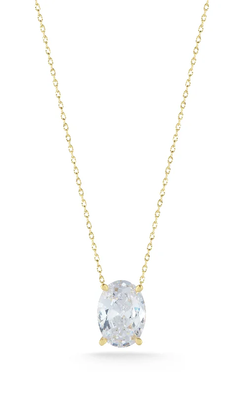 Beautiful necklaces and pendants with diamond halo settings for extra brilliance-Large Oval Solitaire Necklace