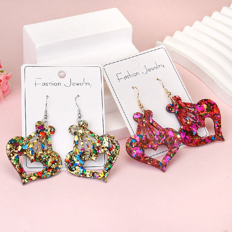 Drop Earrings for Wedding Ceremony -Wholesale Love Series Earrings Sweet Romantic Colorful Shiny Love Creative Earrings Valentine's Day Gift