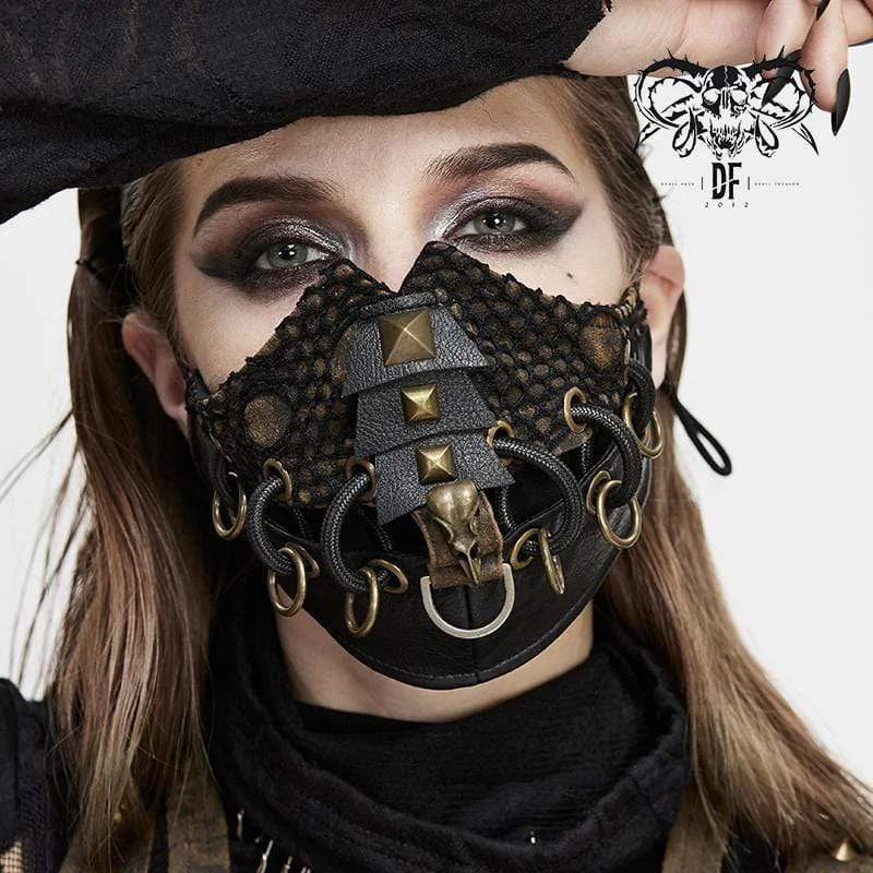 Travel T-Shirts for On-the-go -Women's Gothic Mesh Masks With Rivets