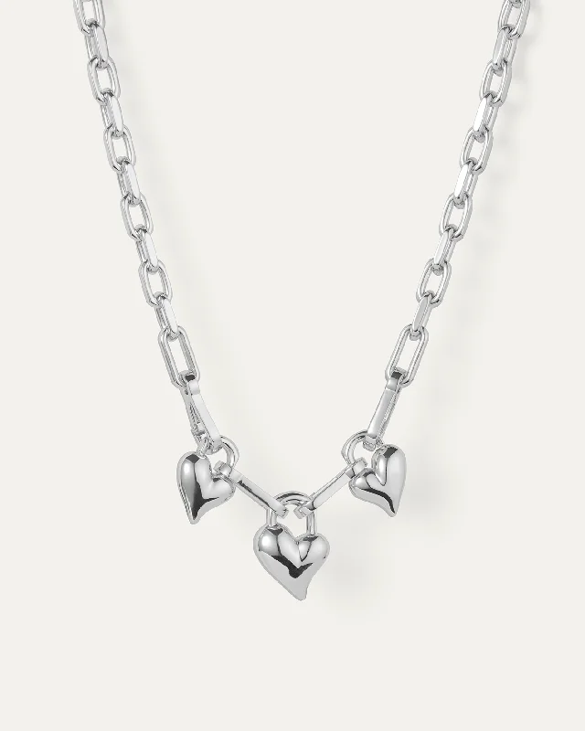 Best necklaces and pendants with black diamonds for an edgy, bold statement-Padlock Triple Heart Pendant Necklace