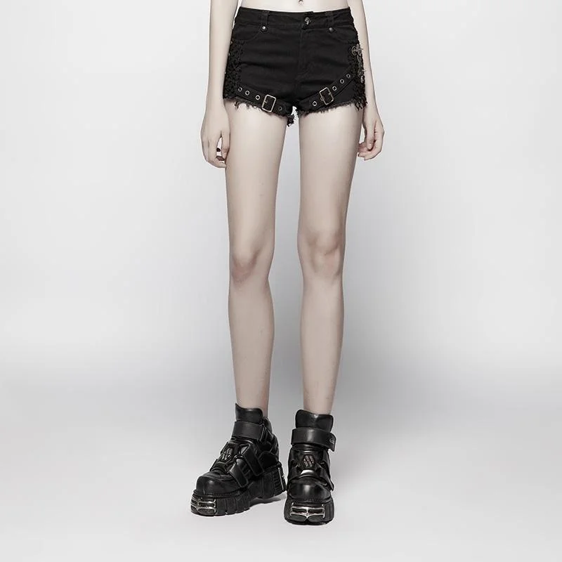 Dressy T-Shirts for Semi-Formal -Women's Punk High Waist Sexy Denim Shorts