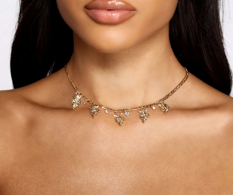 Best necklaces and pendants with matching earrings for a coordinated, elegant look-Struck By Cupid Rhinestone Choker