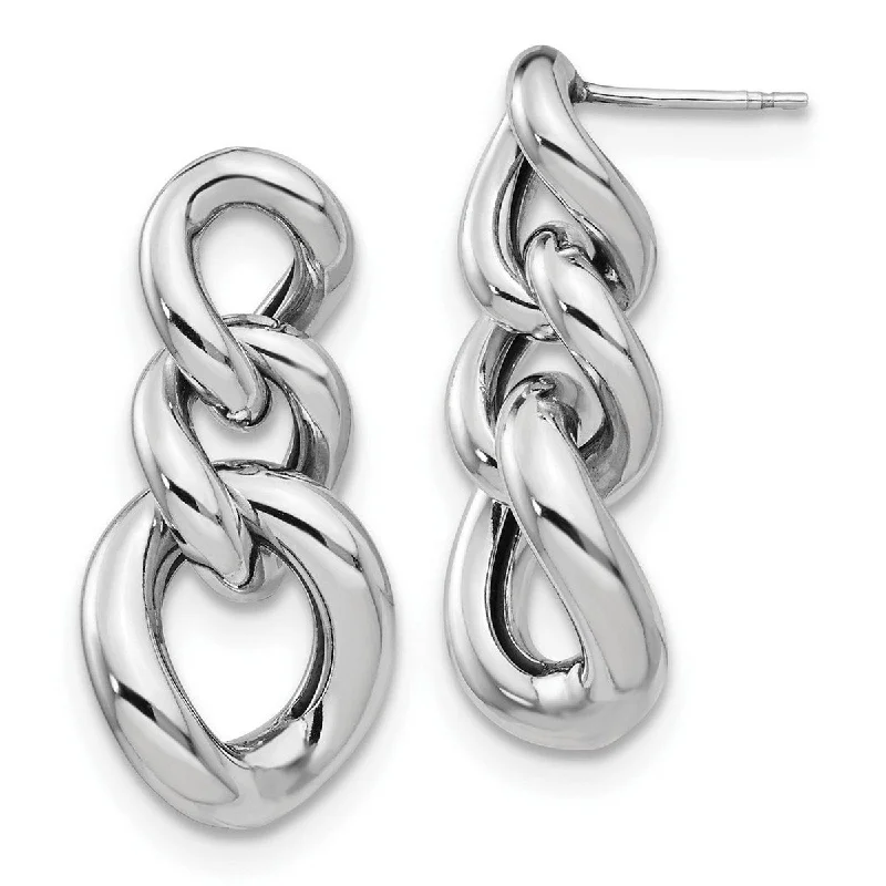 Small Drop Earrings for Delicate -Curata 925 Sterling Silver 31.67x14.17mm Polished Curb Chain Dangle Post Earrings