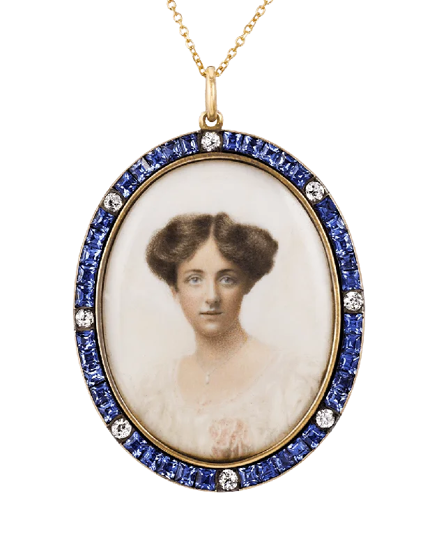 Best necklaces and pendants with heart-shaped designs for a romantic look-Edwardian Yogo Sapphire Portrait Pendant, 3.00 Carats