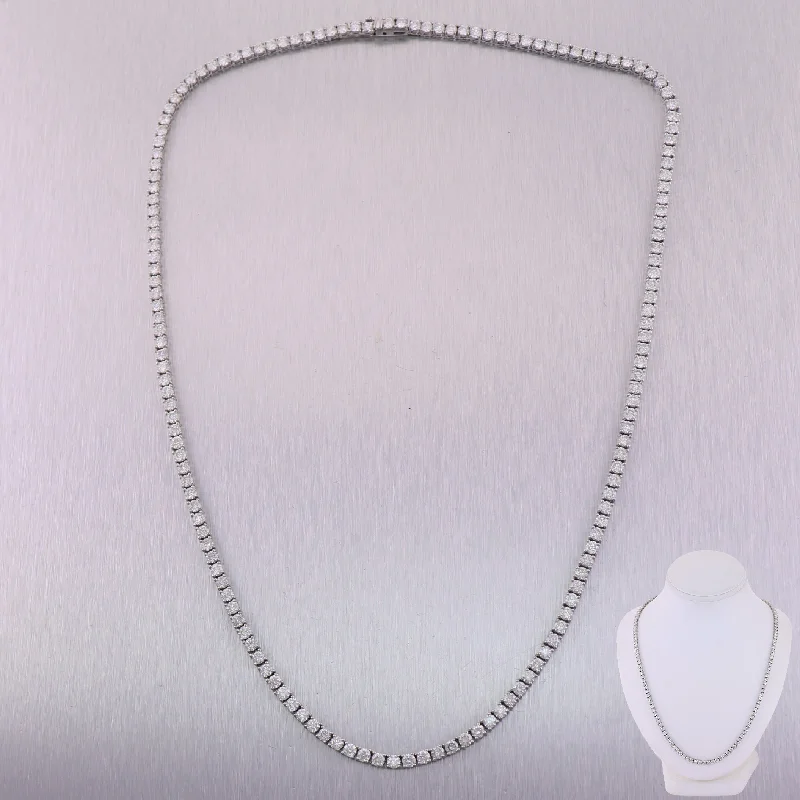 Necklaces and pendants with enamel accents for a colorful, eye-catching appearance-14k White Gold 15ctw Diamond Tennis 21" Necklace