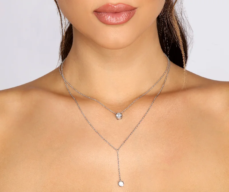 Best necklaces and pendants with statement designs for a fashionable accessory-Cubic Zirconia Lariat Double Row Necklace