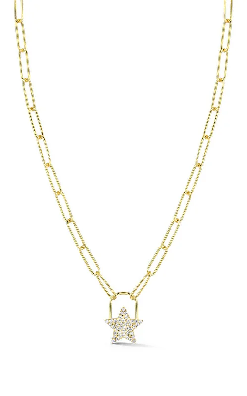 Unique necklaces and pendants with tree of life motifs for nature-inspired elegance-Pavé Star Link Chain Necklace