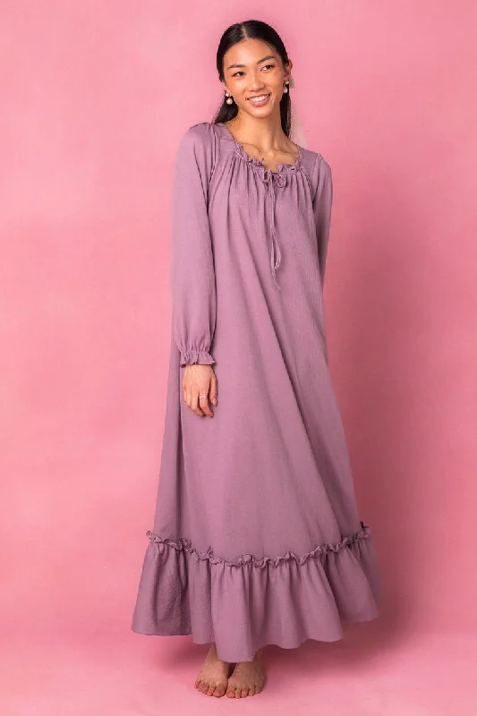 Plus size dresses with soft textures feel cozy -Petra Long Sleeve Dress in Purple - FINAL SALE