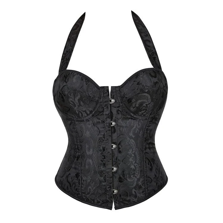 Casual T-Shirts for Everyday Wear -Women's Gothic Court Halterneck Overbust Corset