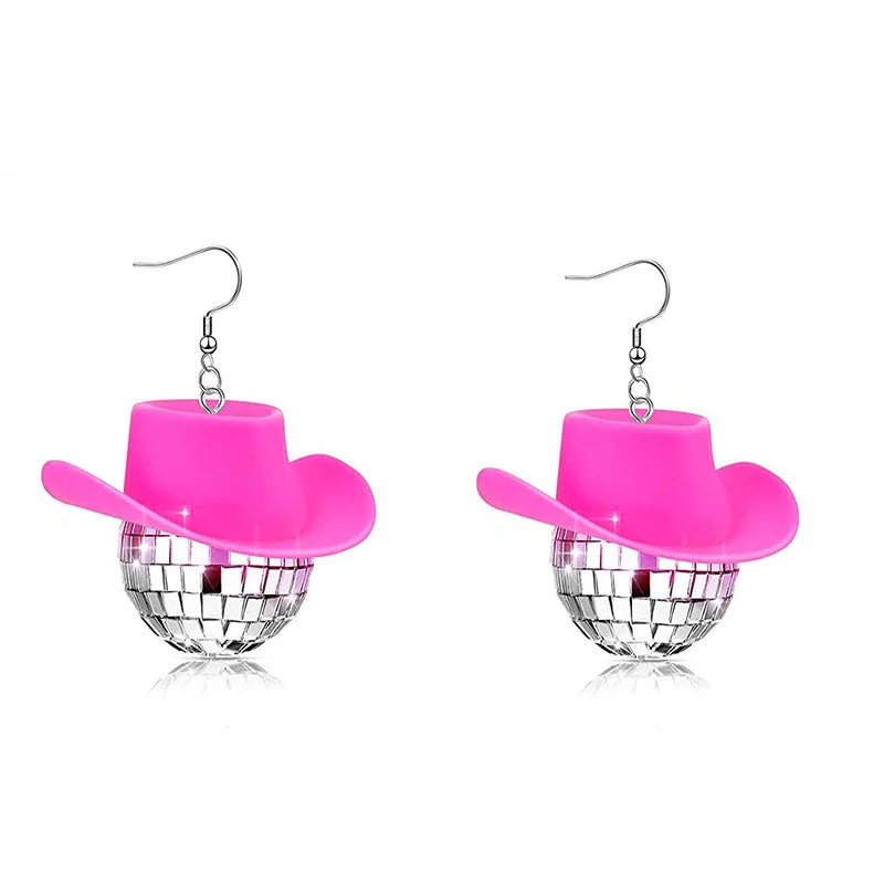 Mirror straw hat earrings