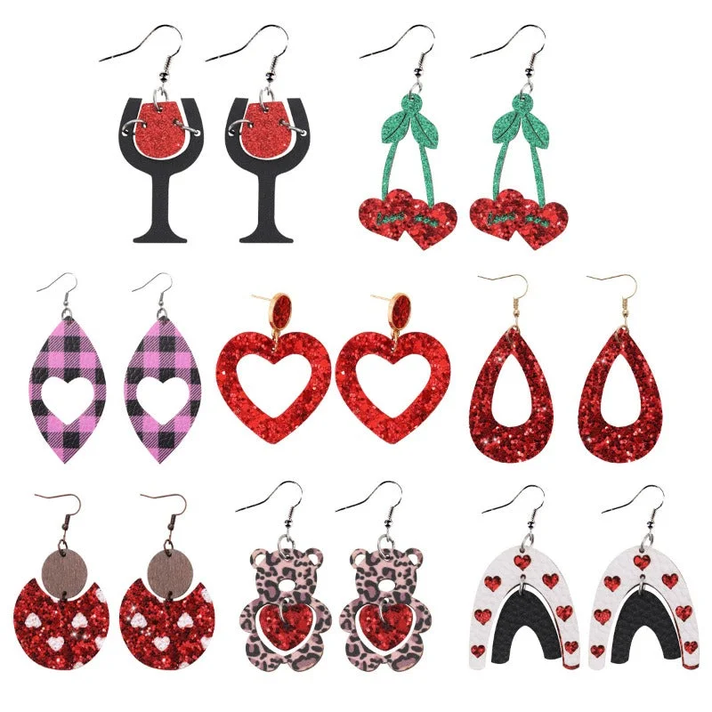 Oval Drop Earrings for Grace -Wholesale Valentine's Day Bohemian Wine Glass Earrings