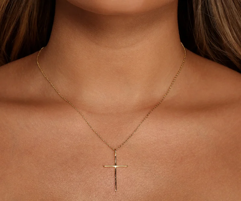 Fashionable necklaces and pendants with birthstones for a personalized gift idea-Dainty Cross Charm Necklace