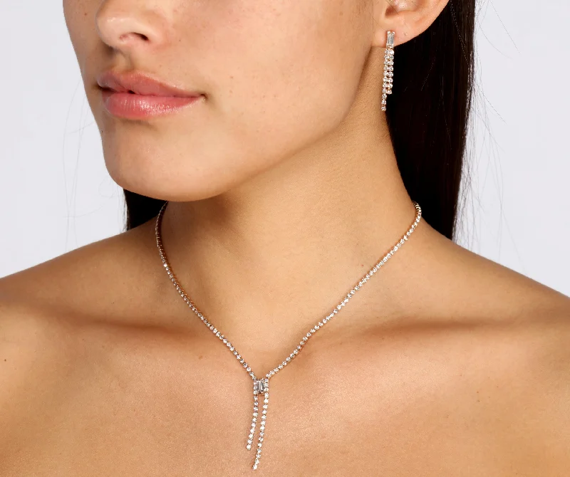 Beautiful necklaces and pendants with diamond-encrusted designs for maximum sparkle-Feeling Fancy in Rhine Necklace Set