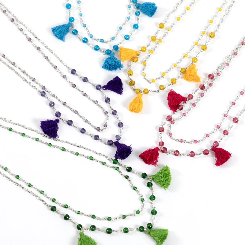 Simple necklaces and pendants with bar pendants for a sleek modern design-Taj Tassel Necklace