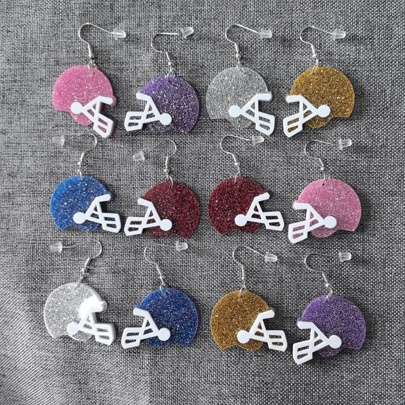 Leverback Drop Earrings for Comfort -Wholesale Acrylic Football Hat Athlete Earrings