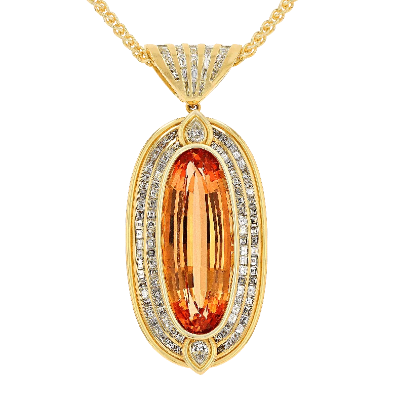 Best necklaces and pendants with glowing moonstone for an ethereal glow-Oval Imperial Topaz Pendant, 42.00 Carats