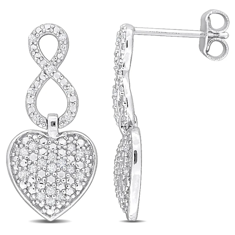 Drop Earrings for Festival Style -Miadora 1/4ct Diamond TW Fashion Post Earrings in Sterling Silver