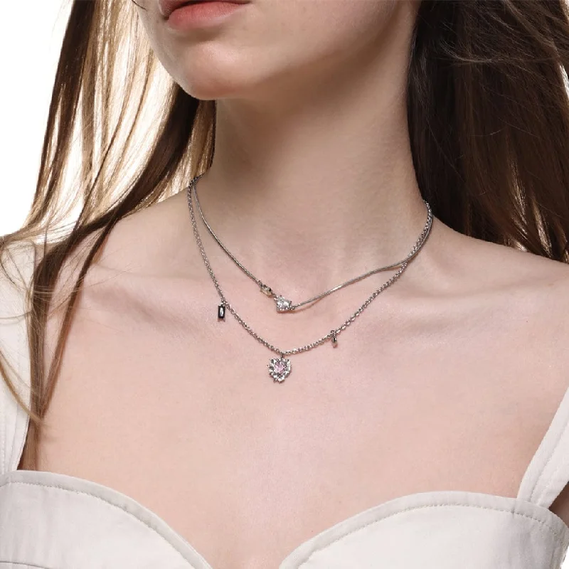 Travel T-Shirts for On-the-go -Women's Punk Diamante Layered Necklace