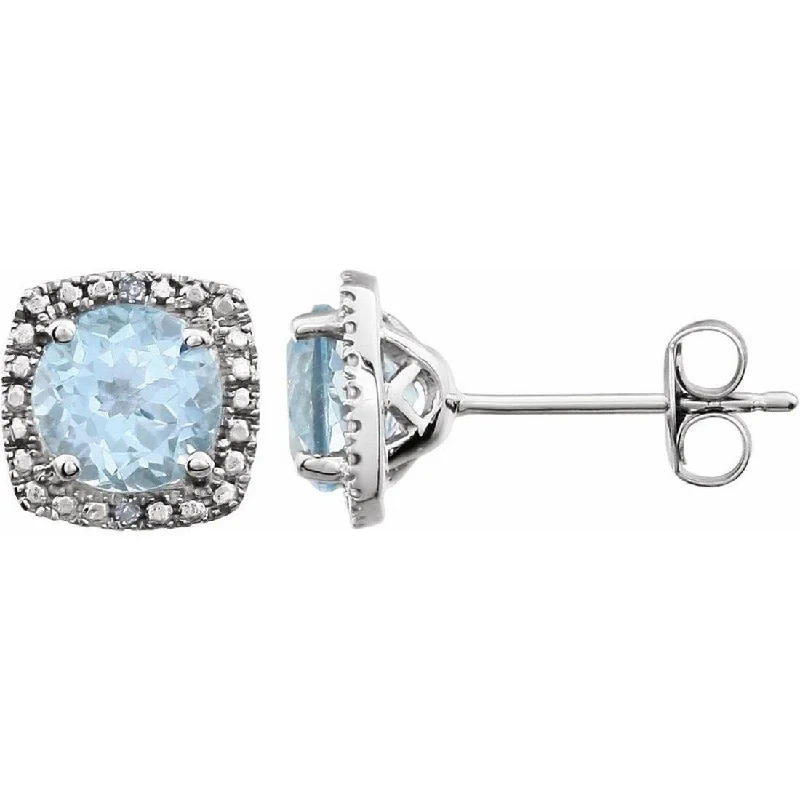 Drop Earrings for Gym Workout -Curata 925 Sterling Silver Round 6mm Sky Blue Topaz Polished .015 Dwt Diamond Halo Earrings