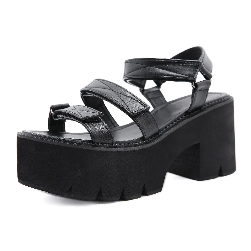 Weekend T-Shirts for Leisure -Women's Punk Velcro Platform Sandals