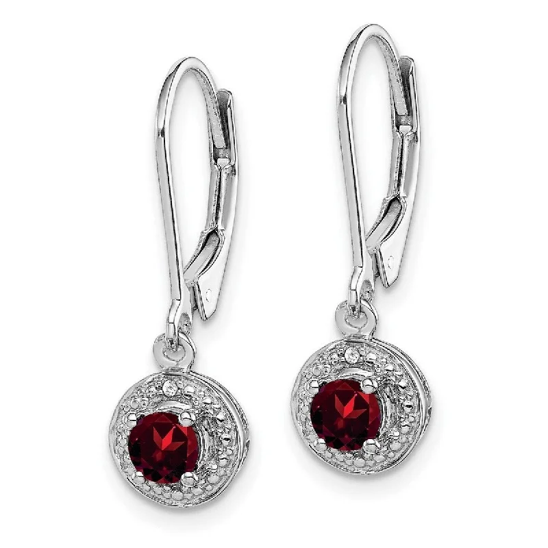 Drop Earrings for Office Wear -Curata 925 Sterling Silver 26x7mm Diamond and Garnet Leverback Earrings