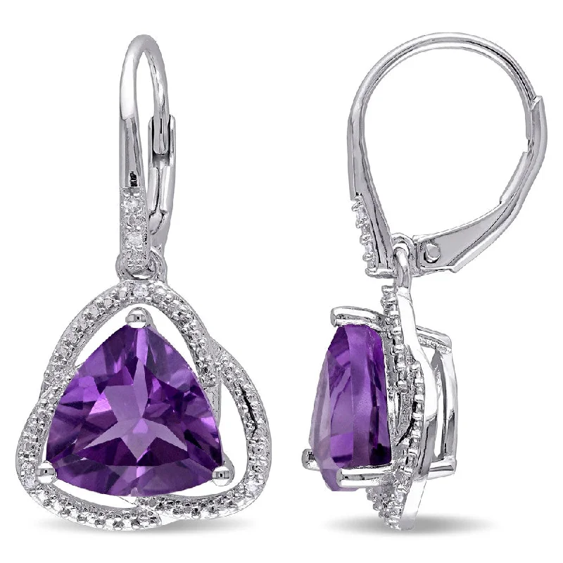 Drop Earrings for Bridesmaids Look -Miadora Sterling Silver Amethyst and Diamond Accent Dangle Earrings