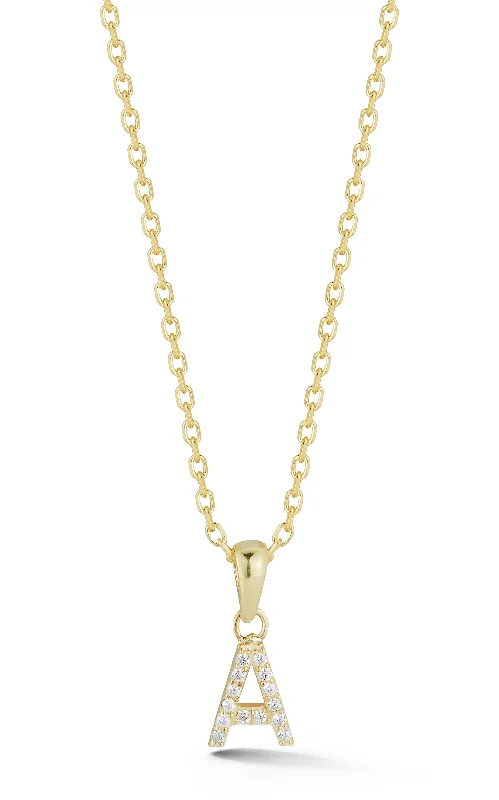 Elegant necklaces and pendants with gold chains for a chic, timeless appearance-Tiny Pavé Uppercase Initial Necklace