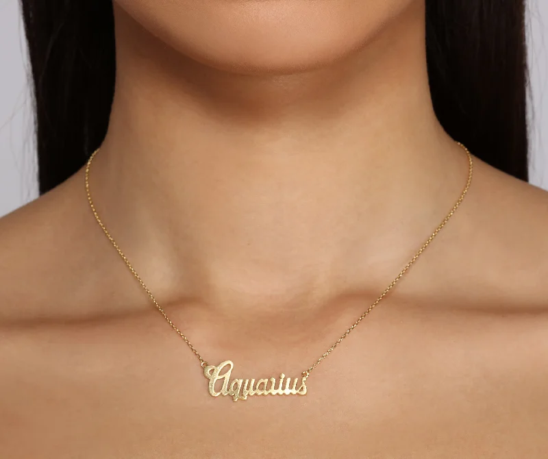 Elegant necklaces and pendants with infinity symbols for timeless designs-Aquarius Script Necklace