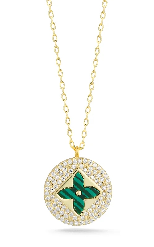 Stunning necklaces and pendants with aquamarine stones for a serene effect-Malachite Clover Necklace