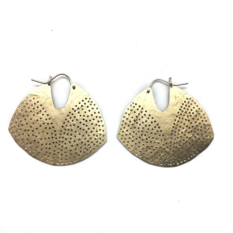 Lead Free Drop Earrings for Health -Gold Fan Earrings