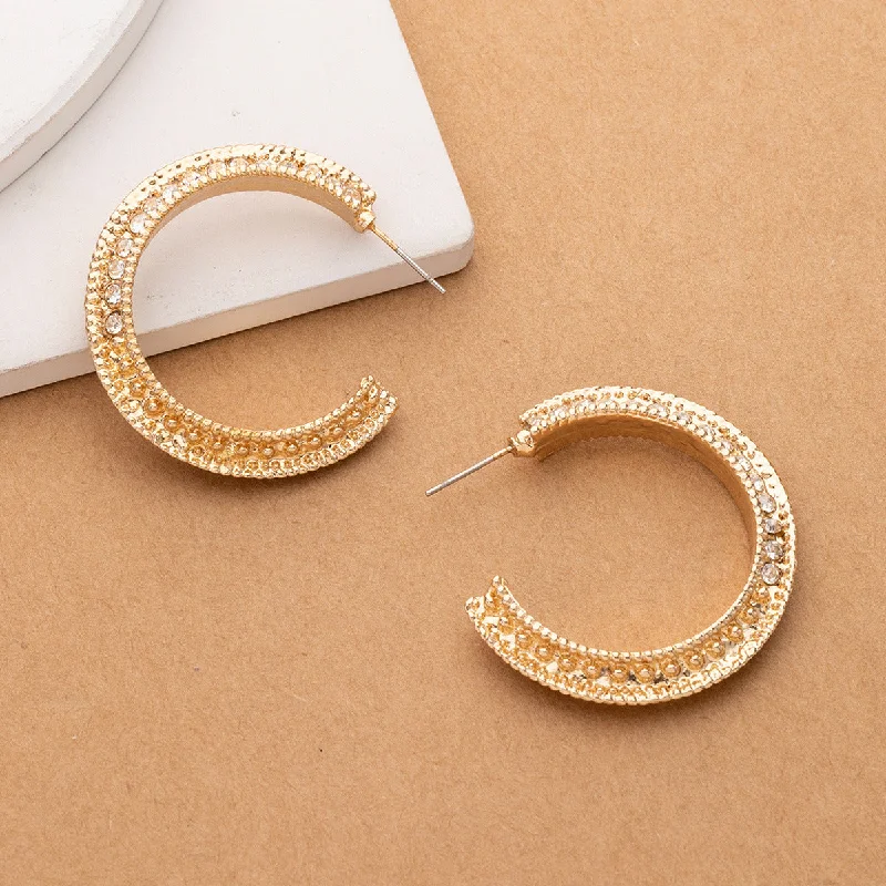 Drop Earrings for Graduation Day -Wholesale Silver Needle Retro Simple Diamond C Shape Earrings