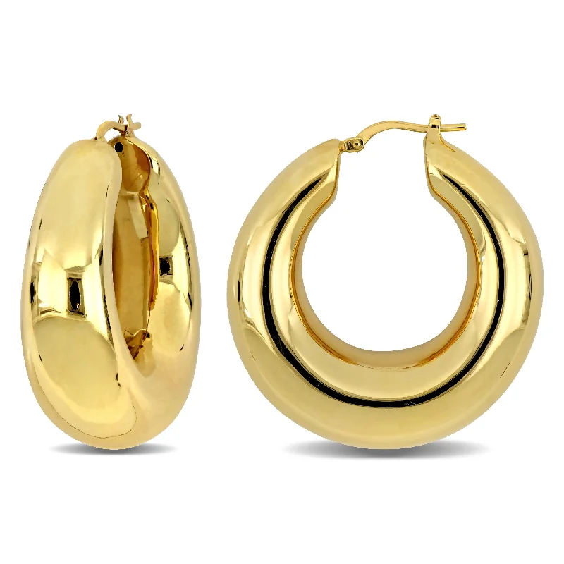 Drop Earrings with Abstract Designs -Miadora Yellow Plated Sterling Silver Hoop Earrings