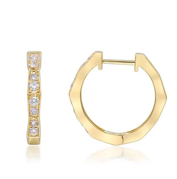 Drop Earrings with Keyhole Designs -14K DIAMOND HOOP EARRINGS